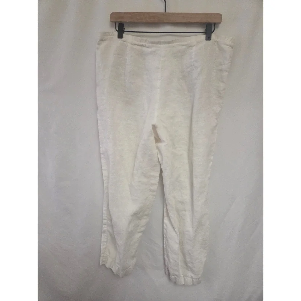 J.‎ Jill Love Linen Pants Womens Medium Petite Cream Off White Straight Leg